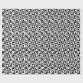 Retrovierkantjes - wit op zwart cadeaupapier (Vlak)