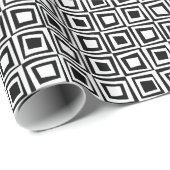 Retrovierkantjes - wit op zwart cadeaupapier (Rol Hoek)