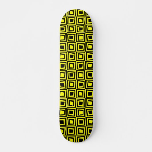 Retrovierkantjes - zwart op geel persoonlijk skateboard (Voorkant)