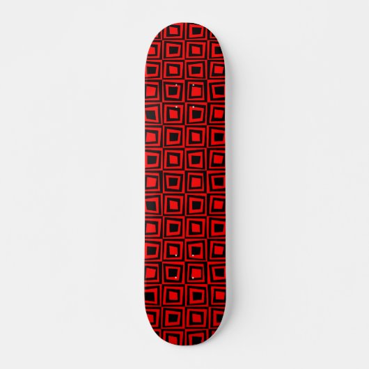 Retrovierkantjes - zwart op rood persoonlijk skateboard (Voorkant)