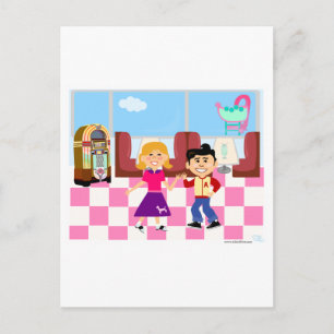 Retroville Sock Hop Diner Briefkaart