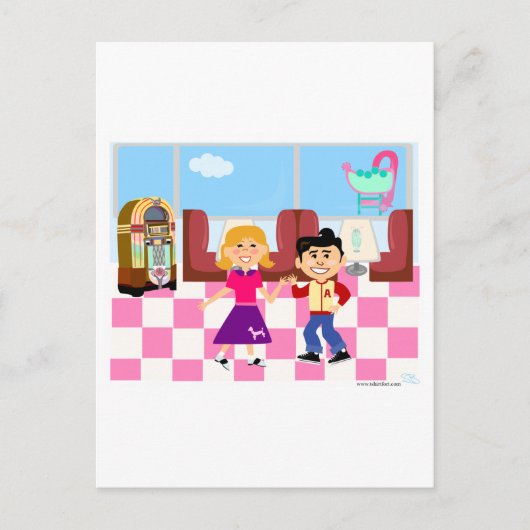 Retroville Sock Hop Diner Briefkaart (Voorkant)