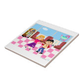 Retroville Sock Hop Diner Tegeltje (Zijkant)