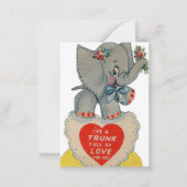 retrovintage Valentijn olifant Vakantie Notitiekaartje (Voorkant)