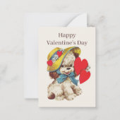 retrovintage Valentijnsdag hond toevoegen sentimen Notitiekaartje (Voorkant)