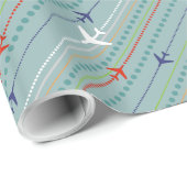 Retrovliegtuigpatroonpapier Cadeaupapier (Rol Hoek)