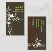 Retrovogel op een tak/DIY achtergrond/bruin Visitekaartje (Voorkant / Achterkant)