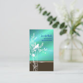 Retrovogel op een tak visitekaartje (Staand voorkant)