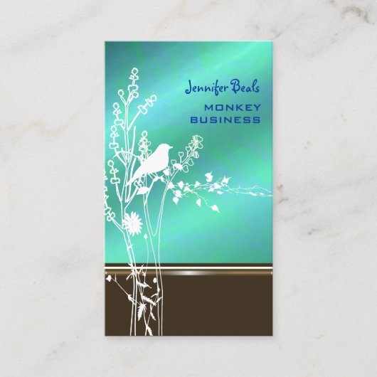 Retrovogel op een tak visitekaartje (Voorkant)