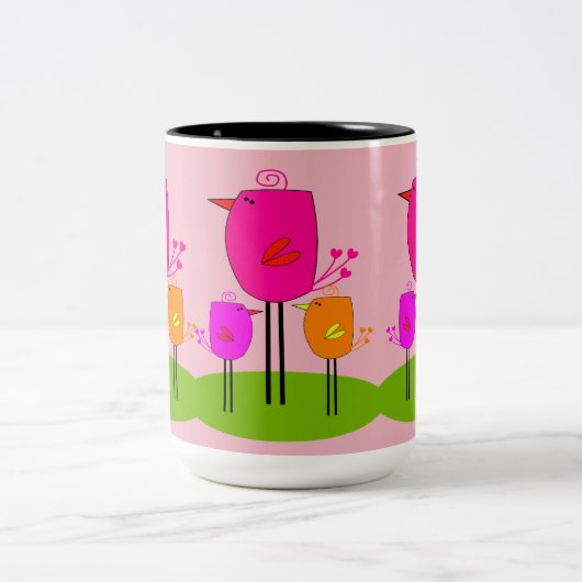 retrovogels 2 tweekleurige koffiemok (Center)