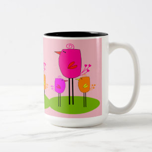 retrovogels 2 tweekleurige koffiemok