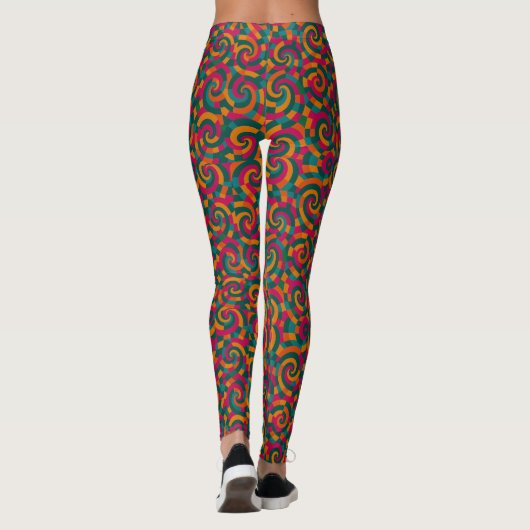 Retrovortex patchwork | Psychedelie herbouwd Leggings (Achterkant)