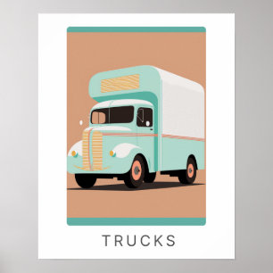 Retrovrachtwagenafdruk in pastel Vervoer Poster
