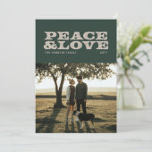 Retrovrede en kerstfeestelijke fotokaart feestdagenkaart (Staand voorkant)