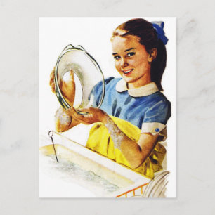  retrovrouwen meisjes die de vernis doen briefkaart