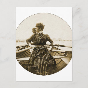  retrovrouwen Row Row Row uw boot Briefkaart