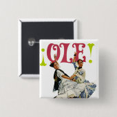retrovrouwen schilderen Flamenco Dancers Ole! Vierkante Button 5,1 Cm (Voorkant /achterkant)