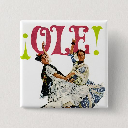 retrovrouwen schilderen Flamenco Dancers Ole! Vierkante Button 5,1 Cm (Voorkant)