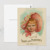 -retrovrouwen zepen en parfums, meisje briefkaart (Voorkant / Achterkant)