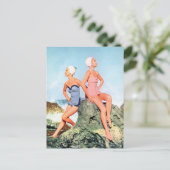  retrovrouwen zwemmen ook in trainingspakken en zw briefkaart (Staand voorkant)