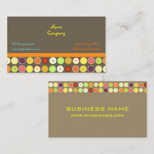 Retrovruchtensap ~ ashbruine achtergrond visitekaartje (Voorkant / Achterkant)