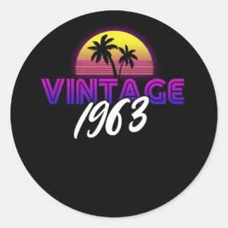 Retrowave  1963 Birthday Gift Idea Ronde Sticker