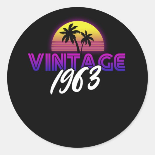 Retrowave  1963 Birthday Gift Idea Ronde Sticker (Voorkant)