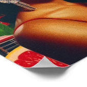 Retrowave actie vrouw poster (Hoek)