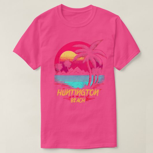Retrowave Beach Huntington Beach T-shirt (Design voorkant)
