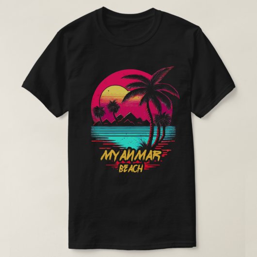 Retrowave Beach Myanmar Beach T-shirt (Design voorkant)