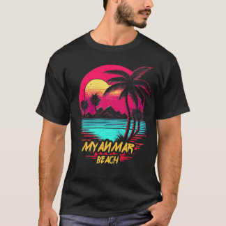 Retrowave Beach Myanmar Beach T-shirt