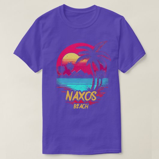 Retrowave Beach Naxos Beach T-shirt (Design voorkant)