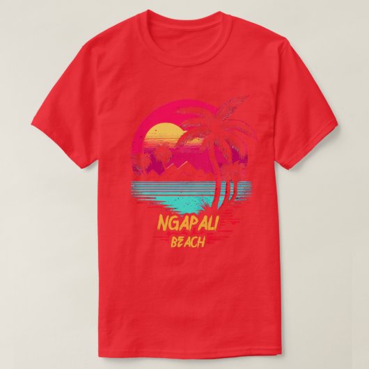 Retrowave Beach Ngapali Beach T-shirt (Design voorkant)