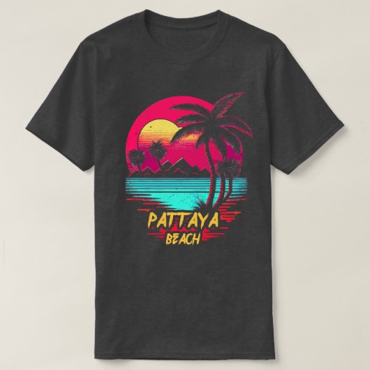 Retrowave Beach Pattaya Beach T-shirt (Design voorkant)