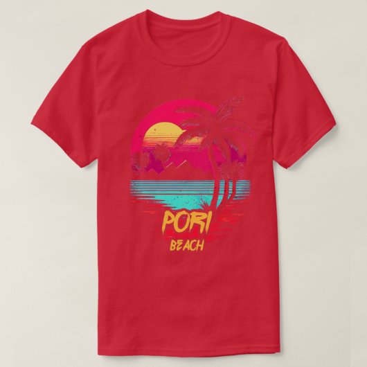 Retrowave Beach Pori Beach T-shirt (Design voorkant)