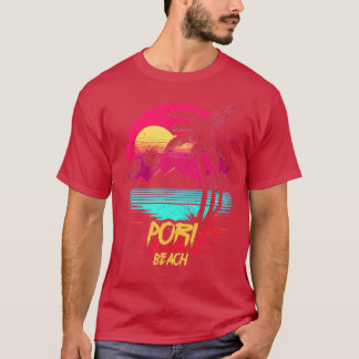 Retrowave Beach Pori Beach T-shirt