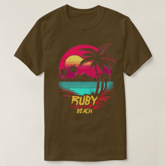 Retrowave Beach Ruby Beach T-shirt (Design voorkant)