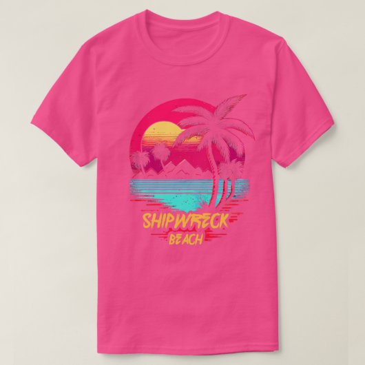 Retrowave Beach Schipbreuk Strand T-shirt (Design voorkant)