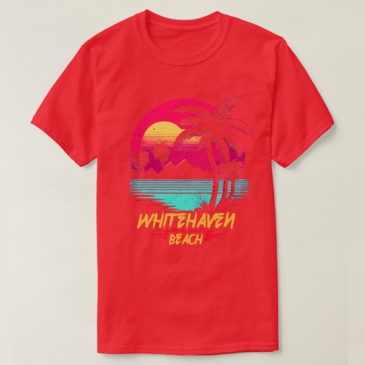 Retrowave Beach Whitehaven Beach T-shirt (Design voorkant)
