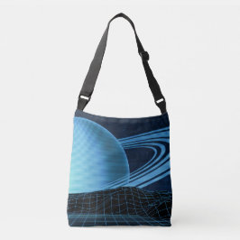 Retrowave blauwe crossbody tas