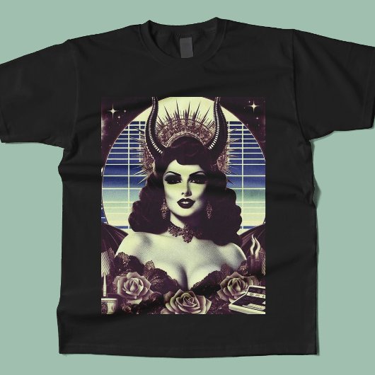 retrowave devilish woman t-shirt