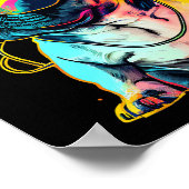 Retrowave French Bulldog met Headphones en Sungl Poster (Hoek)