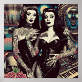 Retrowave Gothic Meisjes Poster (Voorkant)