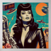 Retrowave Gothic vrouw Poster (Voorkant)