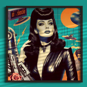Retrowave Gothic vrouw Poster
