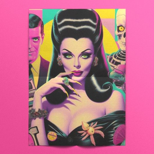 Retrowave Gothic Woman Collage Tissuepapier