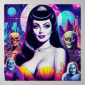 Retrowave Gothic Woman Poster (Voorkant)