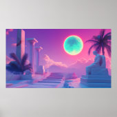 Retrowave Grieks God Poster - Neon Vaporwave Aesth (Voorkant)