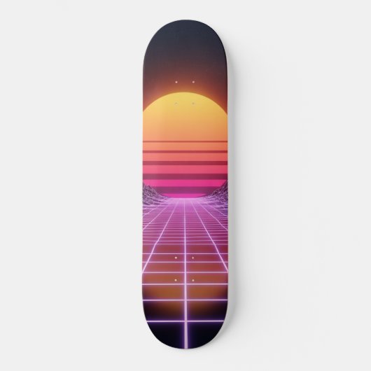Retrowave Landschap Persoonlijk Skateboard (Voorkant)