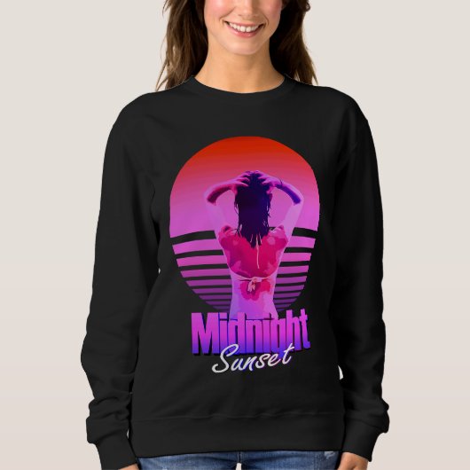Retrowave Midnight Sunset Girl In The Sea Trui (Voorkant)